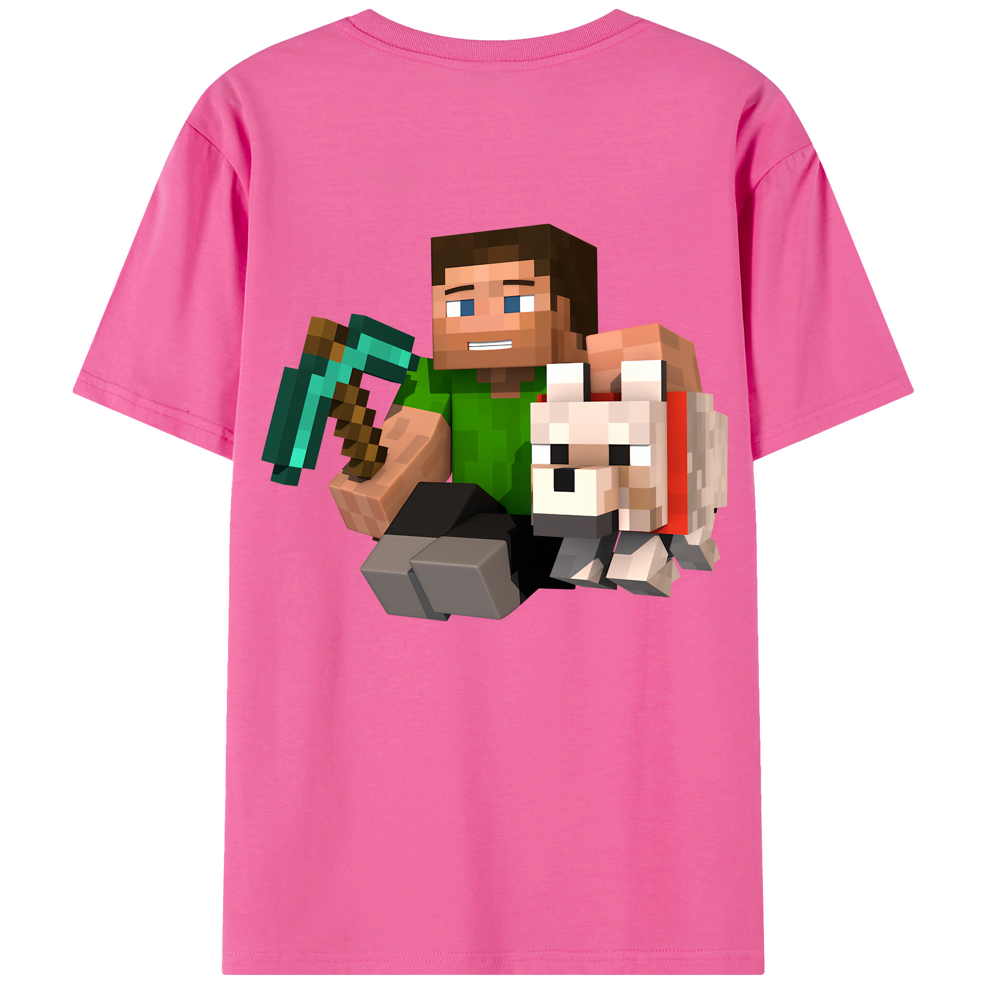 （画像用） マインクラフト ブロックの世界 Minecraft MC Block world レディース半袖Tシャツ(バックプリント)